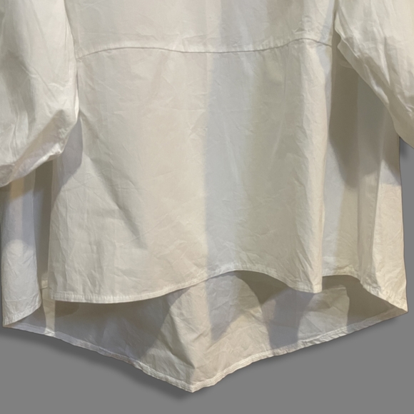 White Cotton Balloon Sleeve Formal Top - Picture 4 of 6